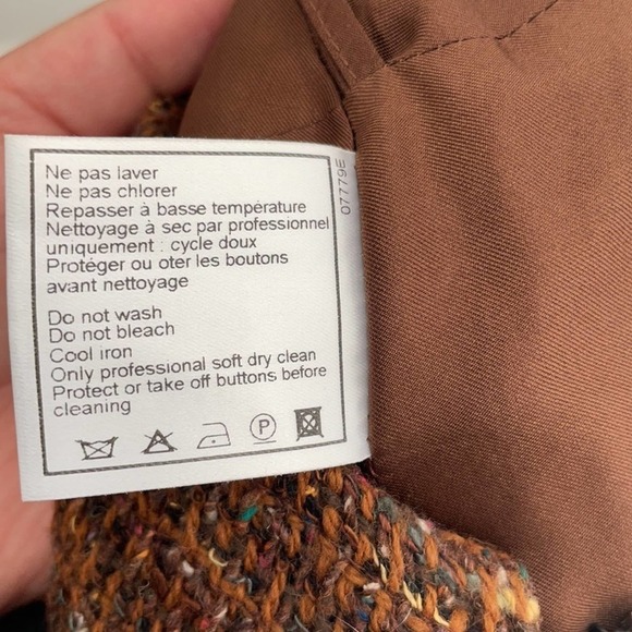 CHANEL brown wool tweed Vintage pencil skirt 34 - Picture 6 of 10